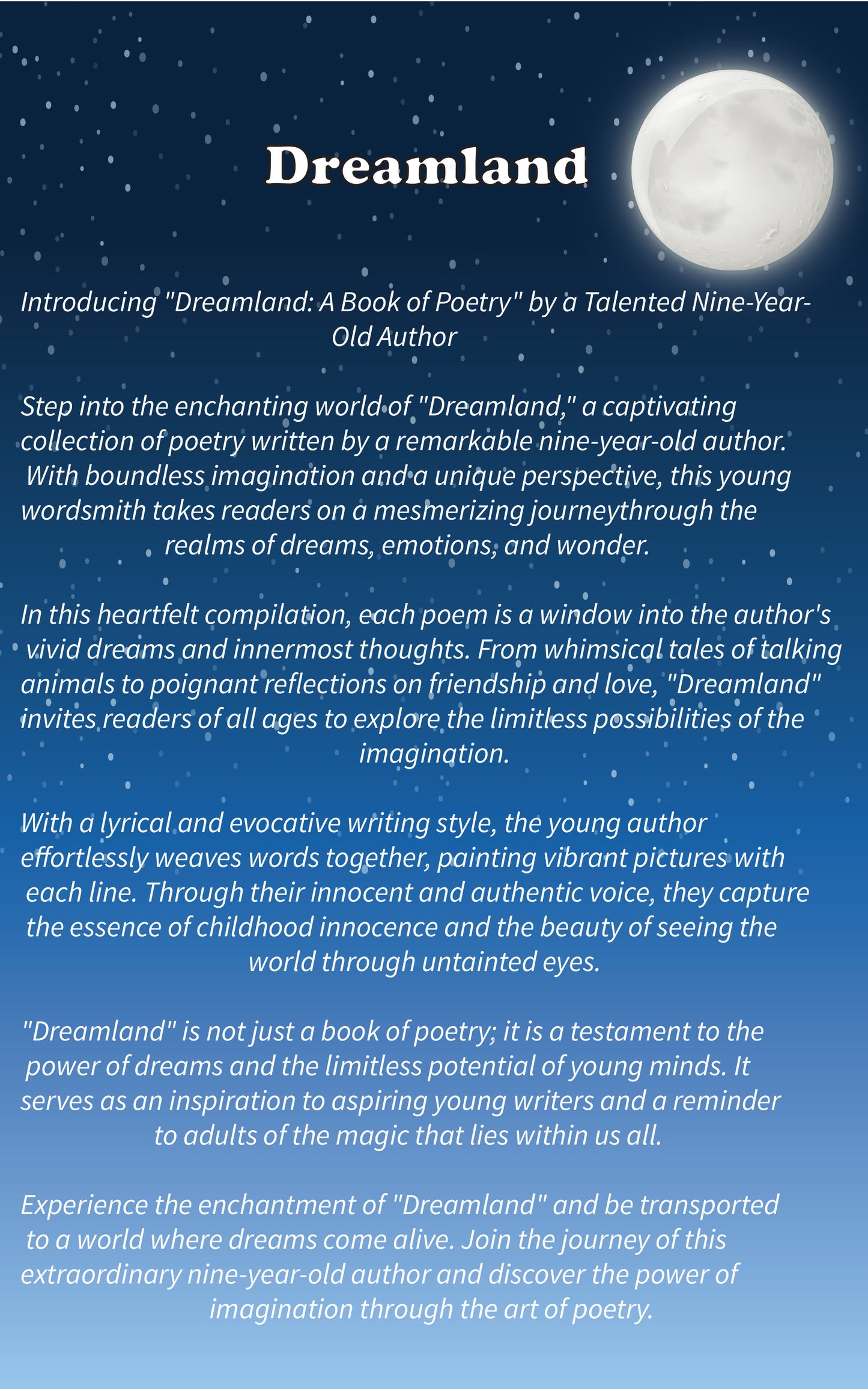 Dreamland: A book of children’s poetry